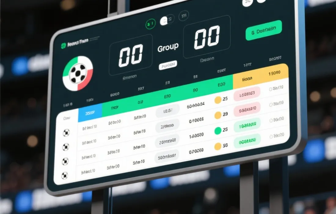 世界杯小组积分榜界面示意图